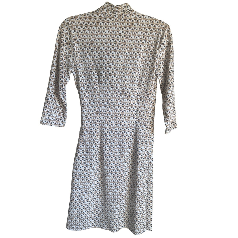 J.McLaughlin Catalina Cloth Dress Womens S‎ Tan Geometric Faux Wrap - Picture 2 of 8